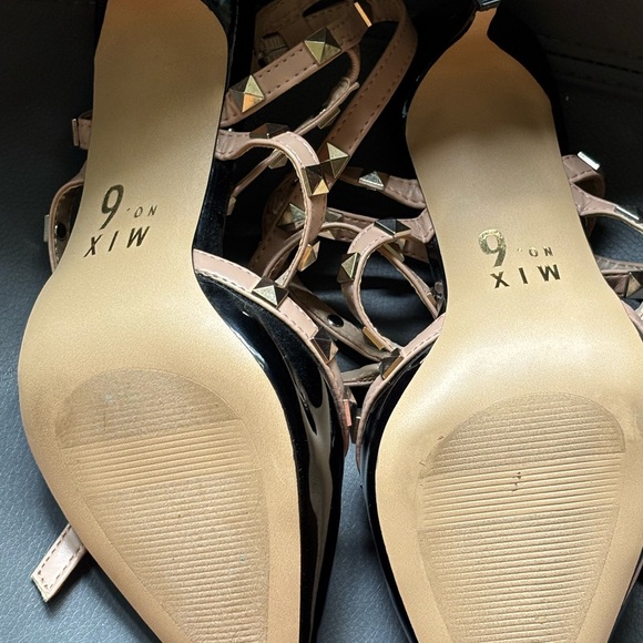 Mix No. 6 Black and Tan Strappy Heels - Picture 2 of 3